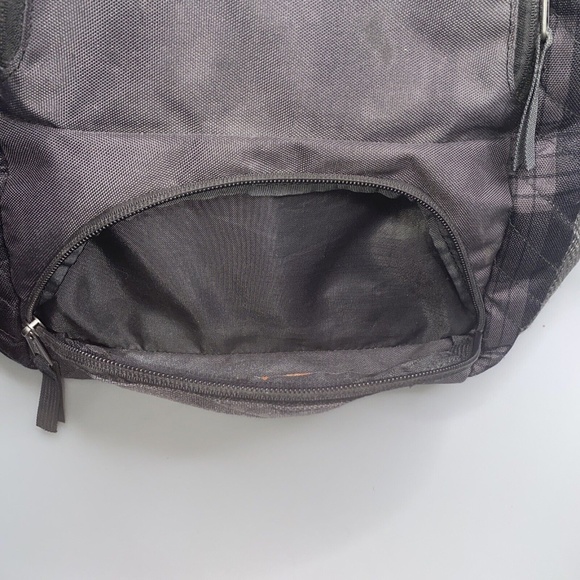 Trans By Jansport Backpack Bookbag Black Gray Plaid 17"x18"x6" - Picture 6 of 12